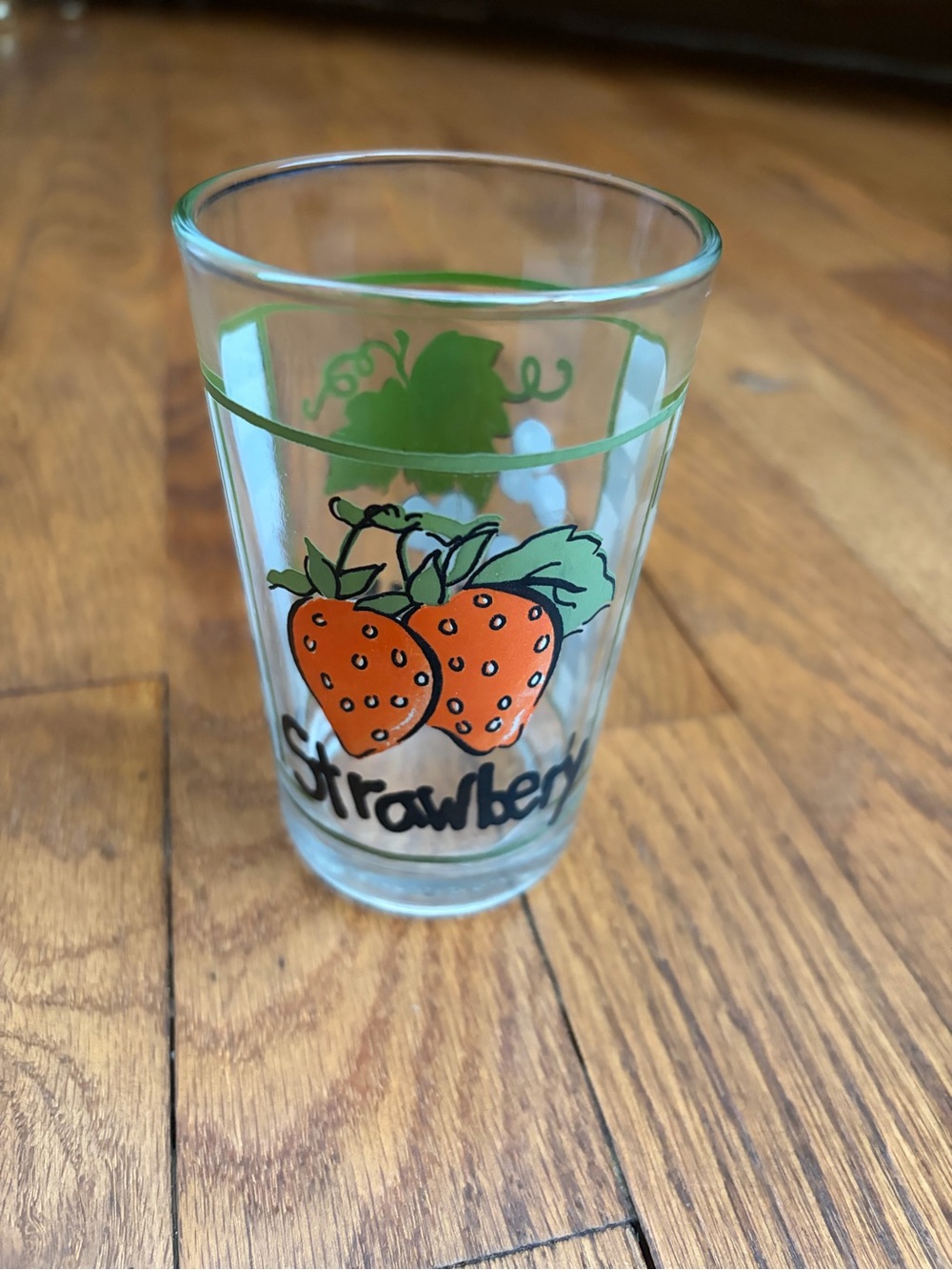 Vintage KIG Strawberry Grape Checker Print Juice Drinking Glass 8 Oz.